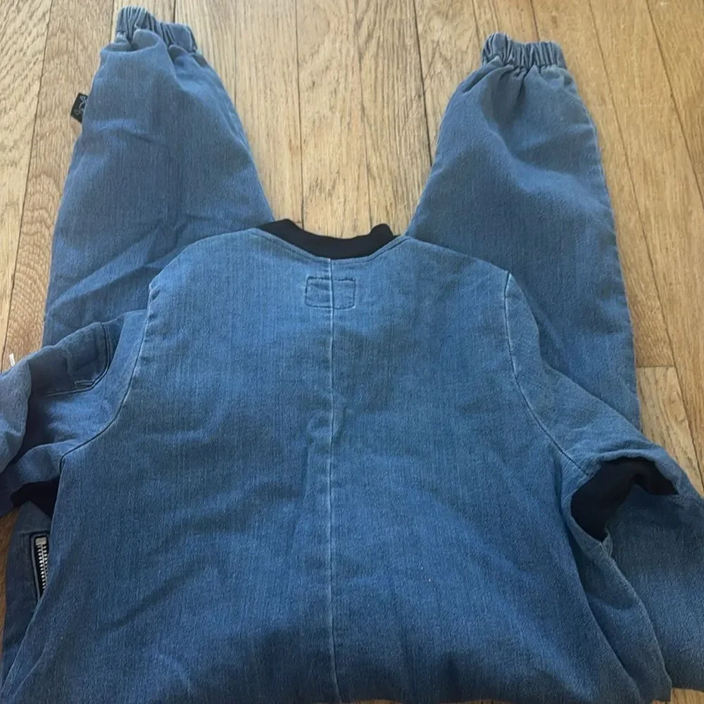 NUNUNU Kids Flight Suit Romper - Size 4/5 - Denim Look, Never Worn,Stretch,NEW